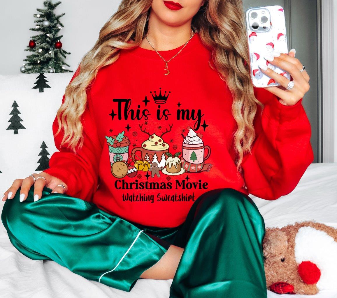 Christmas Movie Watching Sweatshirt - Crewneck Sweatshirt