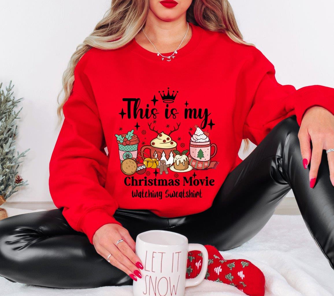 Christmas Movie Watching Sweatshirt - Crewneck Sweatshirt