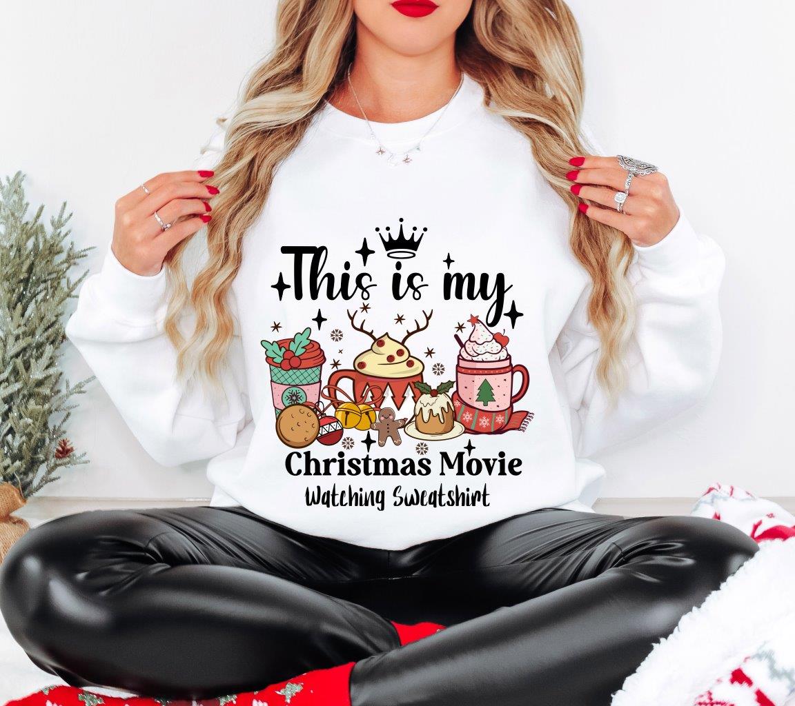 Christmas Movie Watching Sweatshirt - Crewneck Sweatshirt