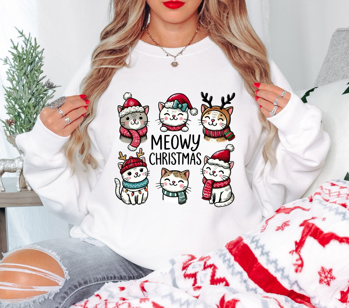 Meowy Christmas Cat Sweatshirt