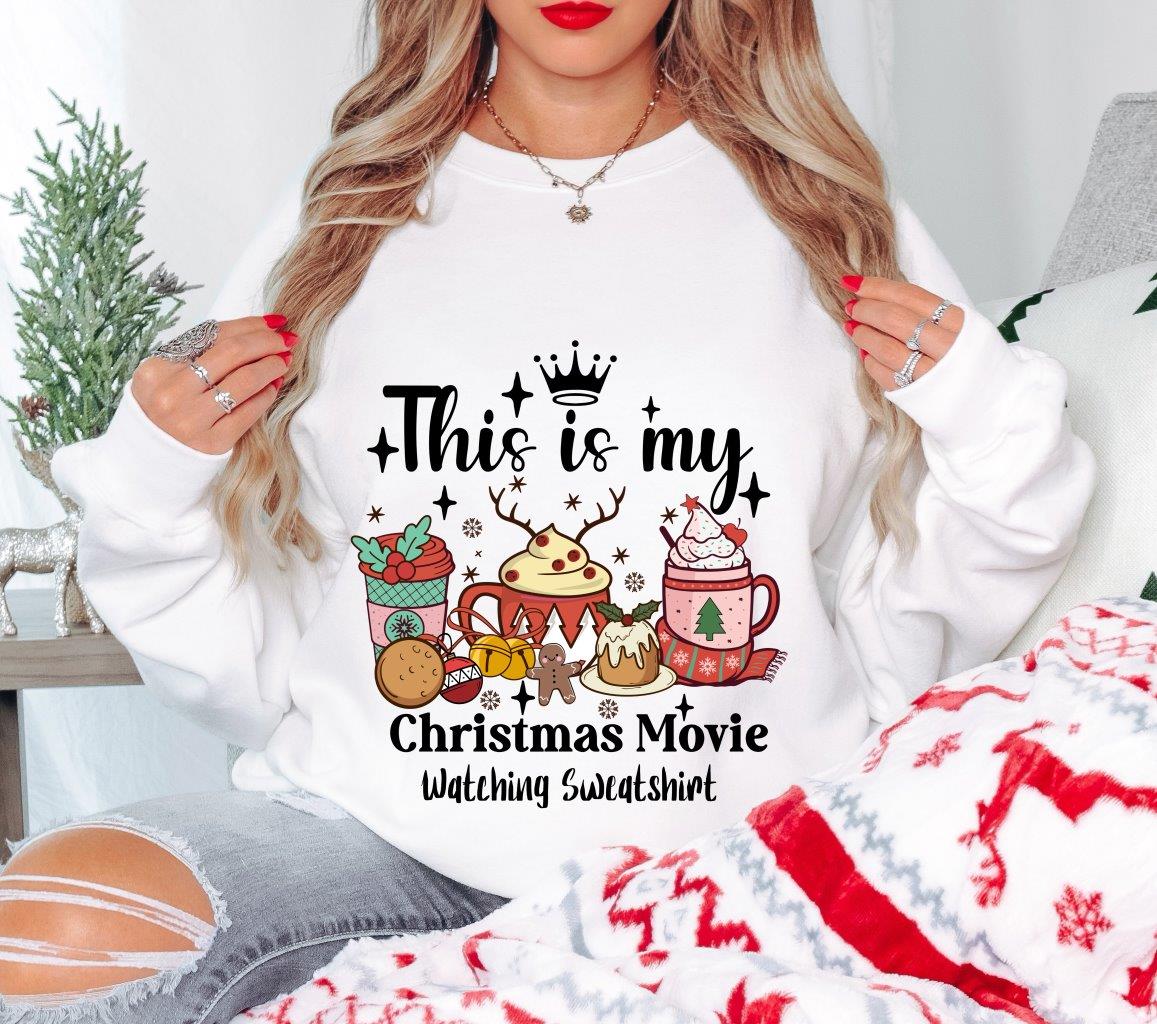 Christmas Movie Watching Sweatshirt - Crewneck Sweatshirt